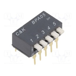 1 pcs x C&K - BPA05B - Switch: DIP-SWITCH, Poles number: 5, ON-OFF, 0.025A/24VDC, Pos: 2