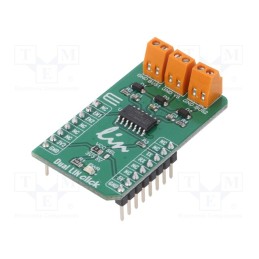 1 pcs x MIKROE - DUAL LIN CLICK - Click board, transceiver, GPIO,UART, TLE7268SKXUMA1, 3.3VDC,5VDC