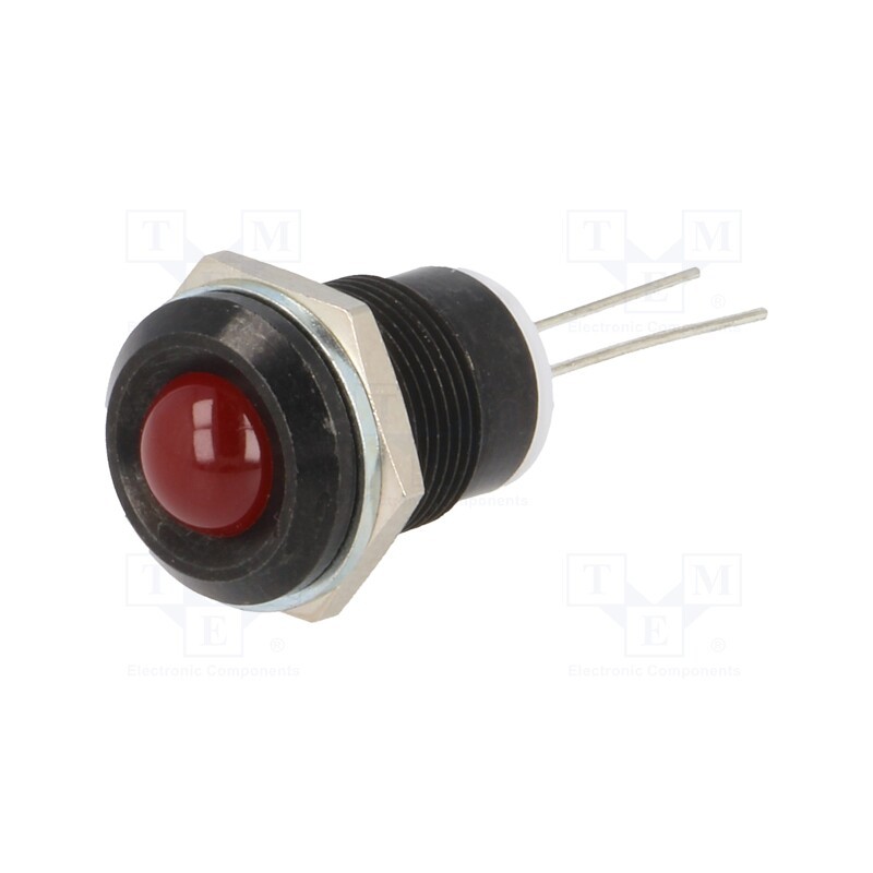 1 pcs x MENTOR - 2676.8023 - Indicator: LED, prominent, red, Ø12mm, for PCB, brass, ØLED: 8mm