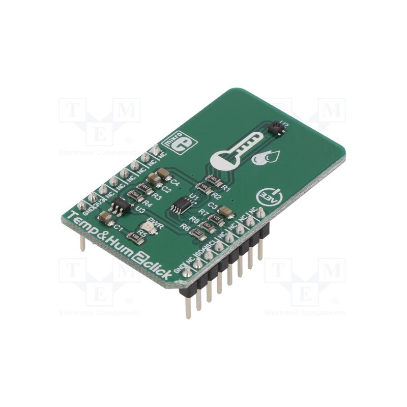 1 pcs x MIKROE - TEMP&HUM 2 CLICK - Click board, humidity/temperature sensor, I2C, Si7034, 3.3VDC