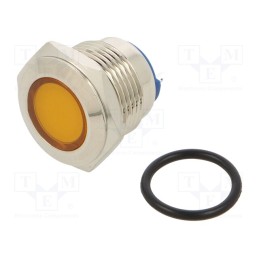 1 pcs x NINIGI - IND16-12Y-C - Indicator: LED, flat, yellow, 12VDC, 12VAC, Ø16mm, brass