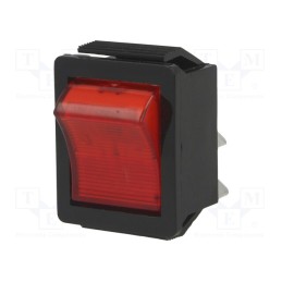 1 pcs x BULGIN - C1553VQGBR3 - ROCKER, DPST, Pos: 2, ON-OFF, 16A/250VAC, red, neon lamp, 250V, 1550