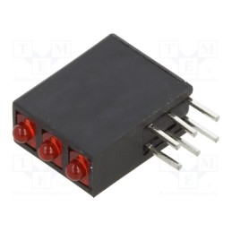 1 pcs x BIVAR - H380CHD - LED, in housing, red, 1.8mm, No.of diodes: 3, 20mA, Lens: diffused