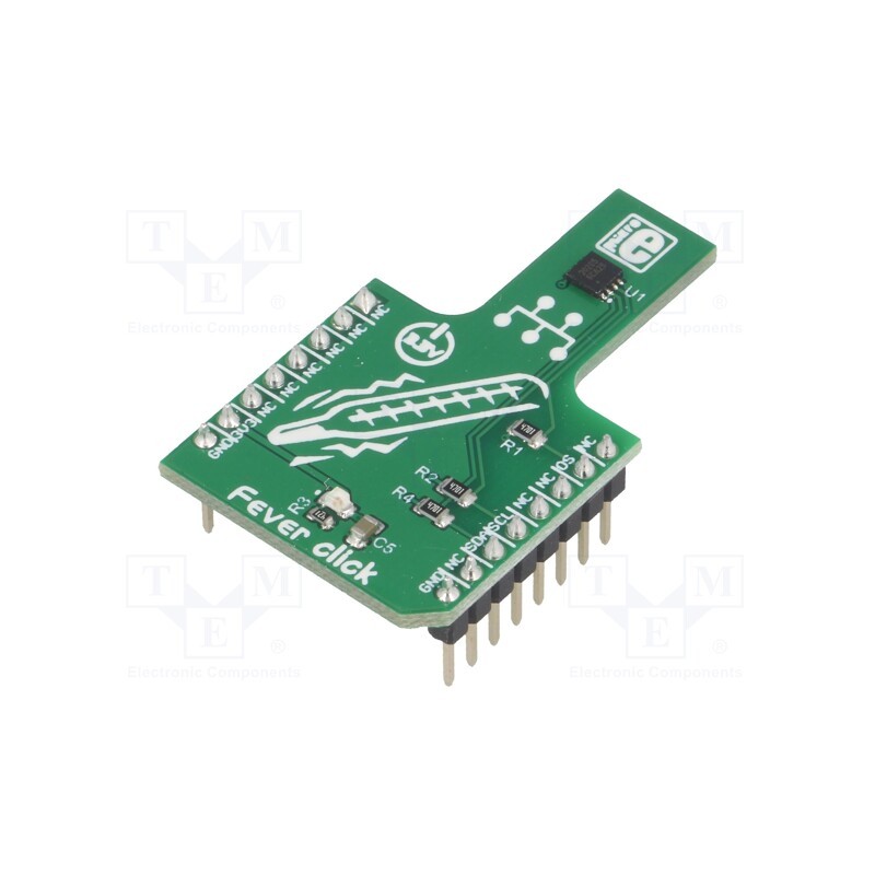1 pcs x MIKROE - FEVER CLICK - Click board, digital thermomemeter, I2C, MAX30205, 3.3VDC