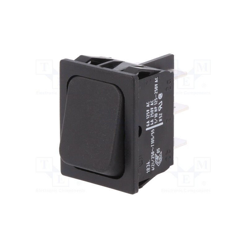 1 pcs x Marquardt - 1834.3402 - ROCKER, DPDT, Pos: 2, ON-(ON), 4A/250VAC, black, IP40, none, 100mΩ