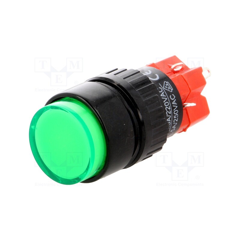 1 pcs x ONPOW - LAS1Y-11Z/G/230V-IP40 - Switch: push-button, Pos: 2, SPDT, 3A/220VAC, 2A/24VDC, ON-ON, IP40