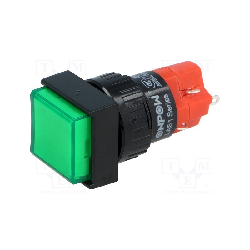 1 pcs x ONPOW - LAS1F-11Z/G/230V-IP40 - Switch: push-button, Pos: 2, SPDT, 3A/250VAC, 2A/24VDC, ON-ON, IP40