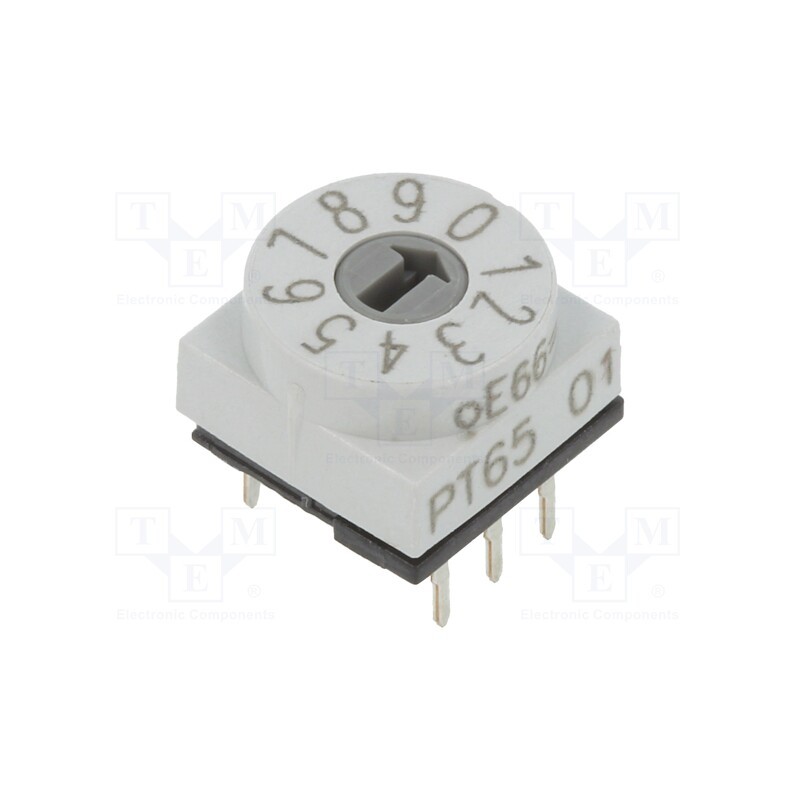 1 pcs x PTR HARTMANN - PT65101 - Encoding switch, DEC/BCD, Pos: 10, THT, Rcont max: 80mΩ, PT65