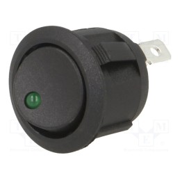 1 pcs x SWITCH COMPONENTS - RA2-1A-DC-2-GL - ROCKER, SPST, Pos: 2, ON-OFF, 20A/14VDC, black, LED, Rcont max: 50mΩ