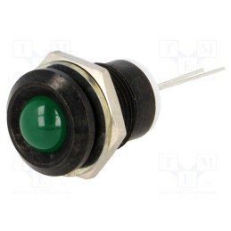 1 pcs x MENTOR - 2676.8083 - Indicator: LED, prominent, green, Ø12mm, for PCB, brass, ØLED: 8mm