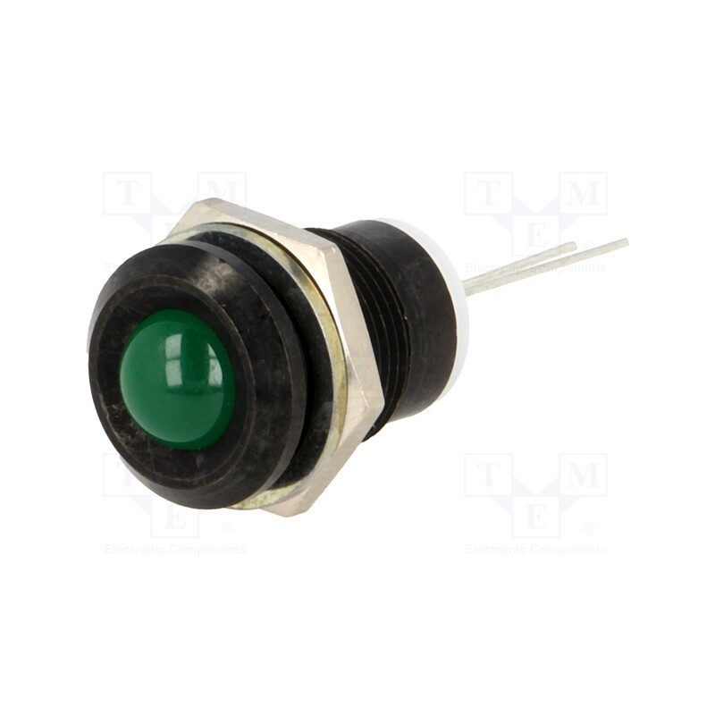 1 pcs x MENTOR - 2676.8083 - Indicator: LED, prominent, green, Ø12mm, for PCB, brass, ØLED: 8mm