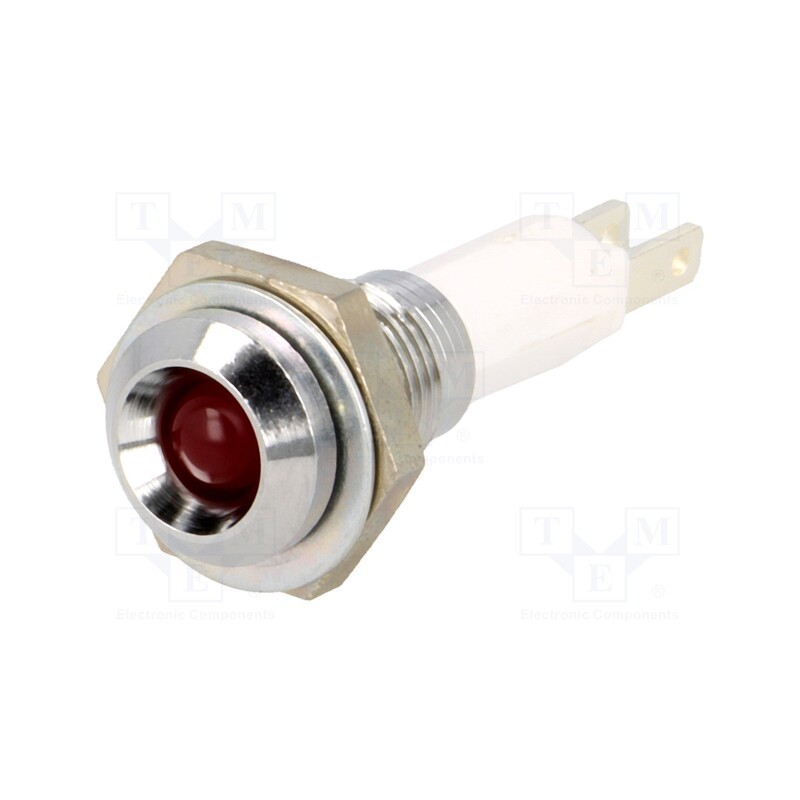 1 pcs x MENTOR - 2658.8021 - Indicator: LED, recessed, red, Ø9mm, for PCB, brass, ØLED: 5mm