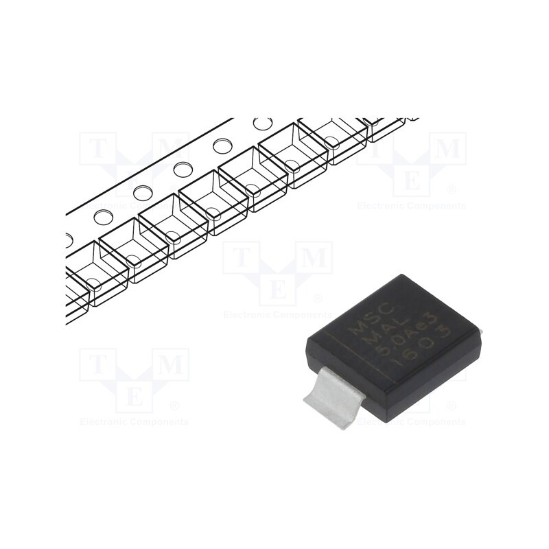 1 pcs x MICROCHIP (MICROSEMI) - MASMLG5.0AE3 - Diode: TVS, 3kW, 6.4V, 326A, unidirectional, ±5%, DO215AB,