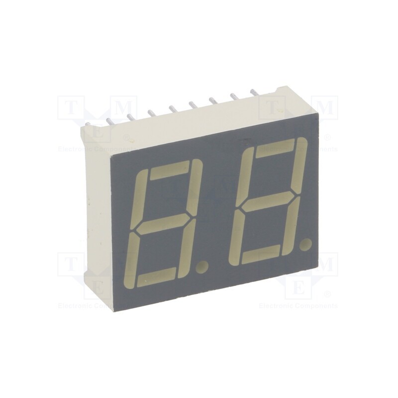 1 pcs x KINGBRIGHT ELECTRONIC - DC56-11SRWA - Display: LED, 7-segment, 14mm, 0.56', No.char: 2, red, 8÷24mcd