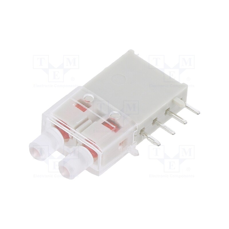 1 pcs x MENTOR - 1301.2243 - LED, in housing, red, 2.9mm, No.of diodes: 2, 20mA, Lens: red, 50°