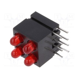 1 pcs x MENTOR - 1801.222 - LED, in housing, red, 2.8mm, No.of diodes: 4, 20mA, 60°, 1.2÷4mcd