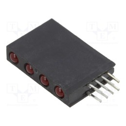 1 pcs x BIVAR - H401CHD - LED, in housing, red, 3mm, No.of diodes: 4, 20mA, Lens: diffused, 40°