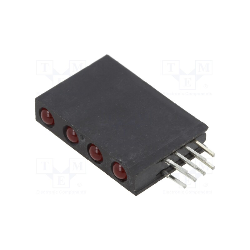 1 pcs x BIVAR - H401CHD - LED, in housing, red, 3mm, No.of diodes: 4, 20mA, Lens: diffused, 40°