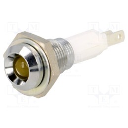 1 pcs x MENTOR - 2658.8071 - Indicator: LED, recessed, yellow, Ø9mm, for PCB, brass, ØLED: 5mm