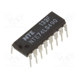 1 pcs x NTE Electronics - NTE74LS490 - IC: digital, decade ripple counter, THT, DIP16