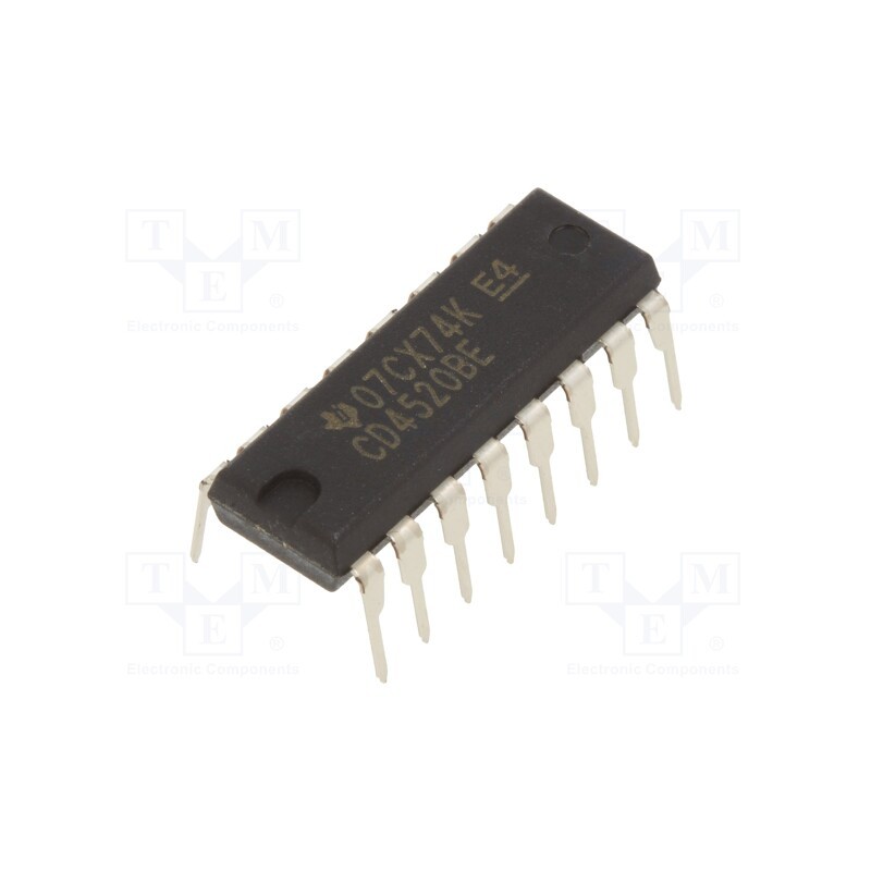1 pcs x NTE Electronics - NTE4520B - IC: digital, binary up counter, Ch: 2, CMOS, THT, DIP16, 3÷18VDC
