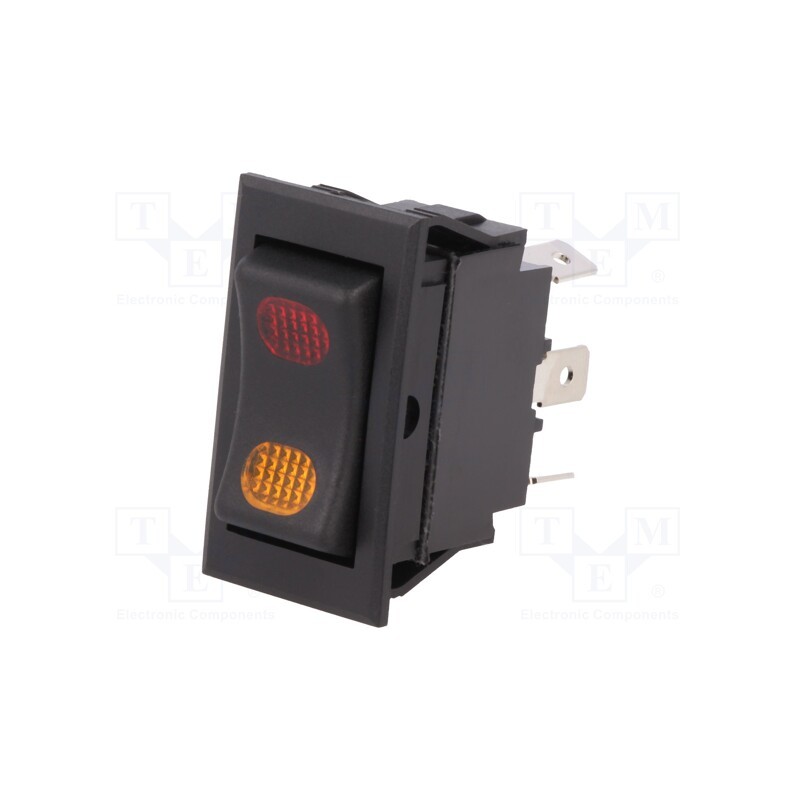 1 pcs x SCI - R13-220BD-01-BBRY - ROCKER, SP3T, Pos: 3, ON-OFF-ON, 20A/12VDC, black, LED,point, 12VDC
