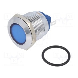 1 pcs x NINIGI - IND19-24B-C - Indicator: LED, flat, blue, 24VDC, 24VAC, Ø19mm, brass, Body: silver
