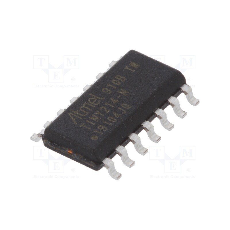 1 pcs x MICROCHIP TECHNOLOGY - ATTINY214-SSN - IC: AVR microcontroller, SO14, Ext.inter: 12, Cmp: 1, ATTINY, 1.27mm