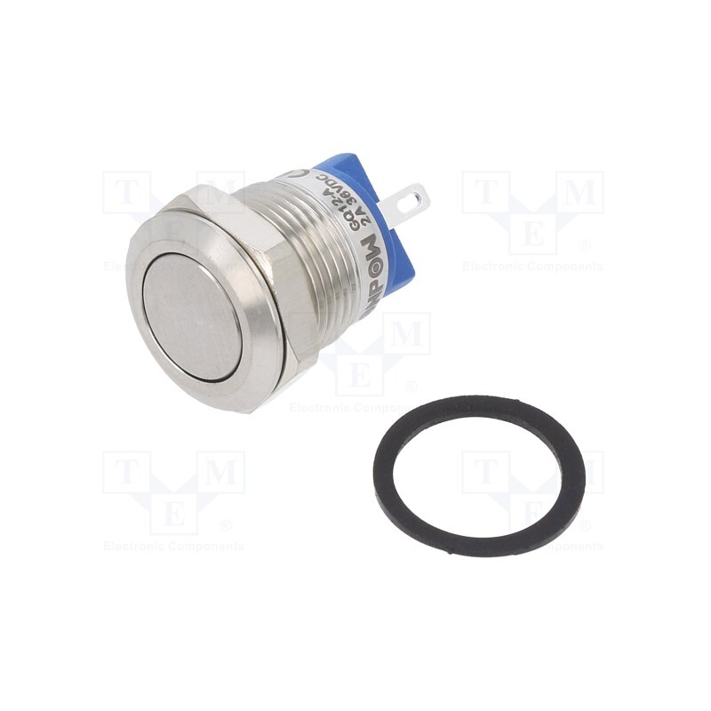1 pcs x ONPOW - GQ12-AF-10/J/S - Switch: vandal resistant, Pos: 2, SPST-NO, 2A/36VDC, IP65, OFF-(ON)