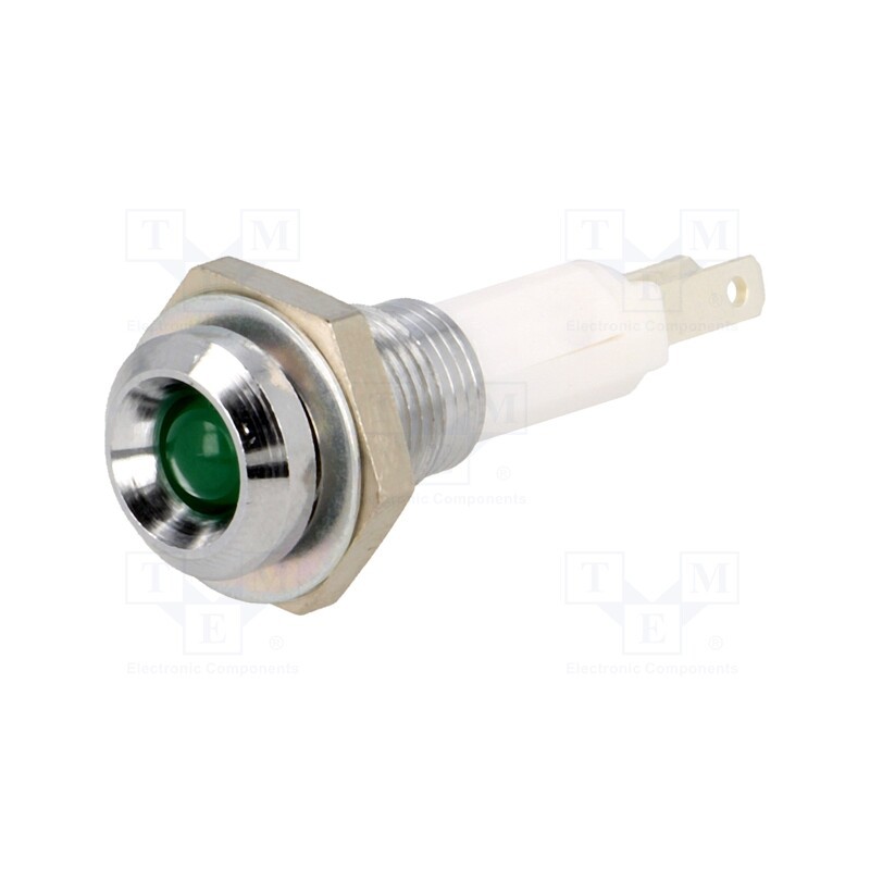 1 pcs x MENTOR - 2658.8081 - Indicator: LED, recessed, green, Ø9mm, for PCB, brass, ØLED: 5mm