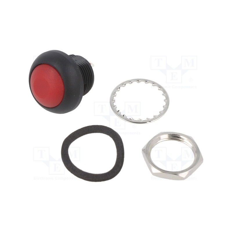1 pcs x E-SWITCH - RP8100B2M1CEBLKREDNIL - Switch: push-button, Pos: 2, SPST, 0.1A/50VDC, 0.125A/125VAC, red