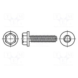100 pcs x BOSSARD - 1541005 - Screw, 6x10, Head: hexagonal, none, 8mm, hardened steel, zinc