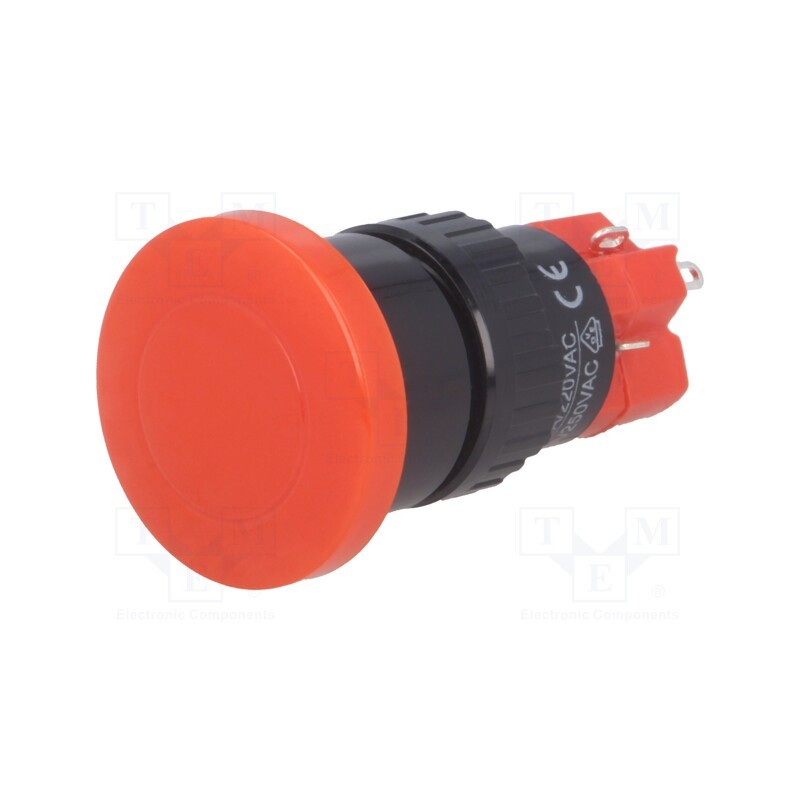 1 pcs x ONPOW - LAS1M-11Z/R/12V - Switch: push-button, Pos: 2, SPDT, 3A/250VAC, 2A/24VDC, ON-ON, IP40