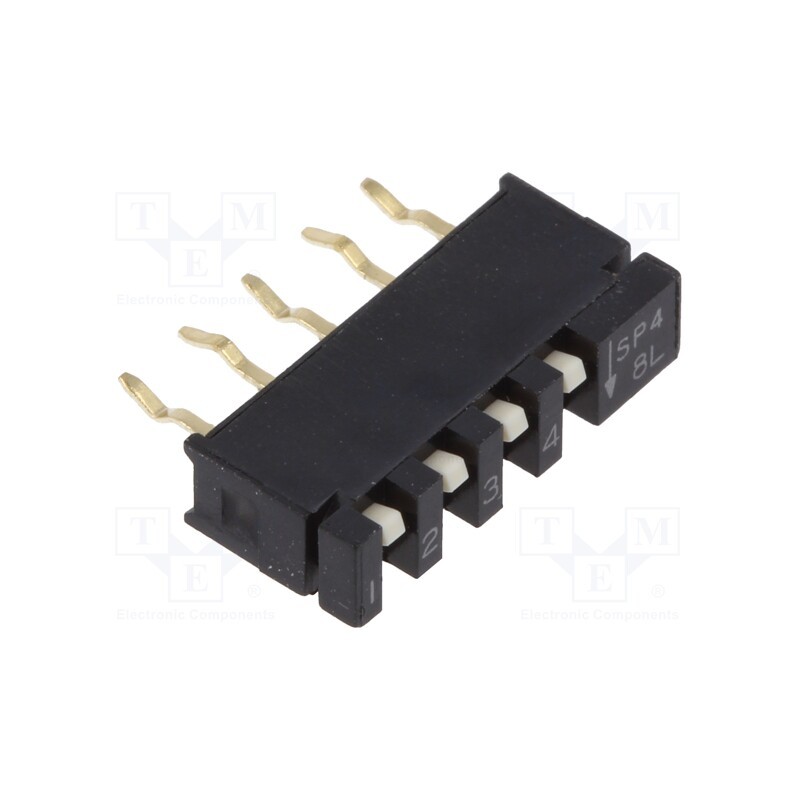1 pcs x C&K - SPA04B - Switch: DIP-SWITCH, Poles number: 4, OFF-ON, 0.01A/5VDC, Pos: 2