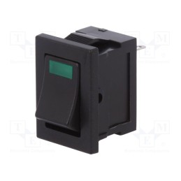 1 pcs x MIYAMA - DS-850K-S-LG-K - ROCKER, SPST, Pos: 2, ON-OFF, 3A/250VAC, black, LED, Rcont max: 20mΩ