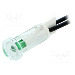 1 pcs x MENTOR - 2684.8381 - Indicator: LED, flat, green, Ø9.7mm, leads 100mm, plastic, ØLED: 5mm
