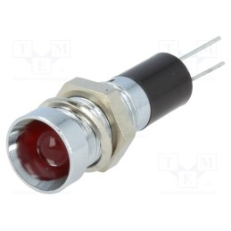 1 pcs x MENTOR - 2692.8221 - Indicator: LED, recessed, red, 12VDC, Ø8mm, for PCB, brass, ØLED: 5mm