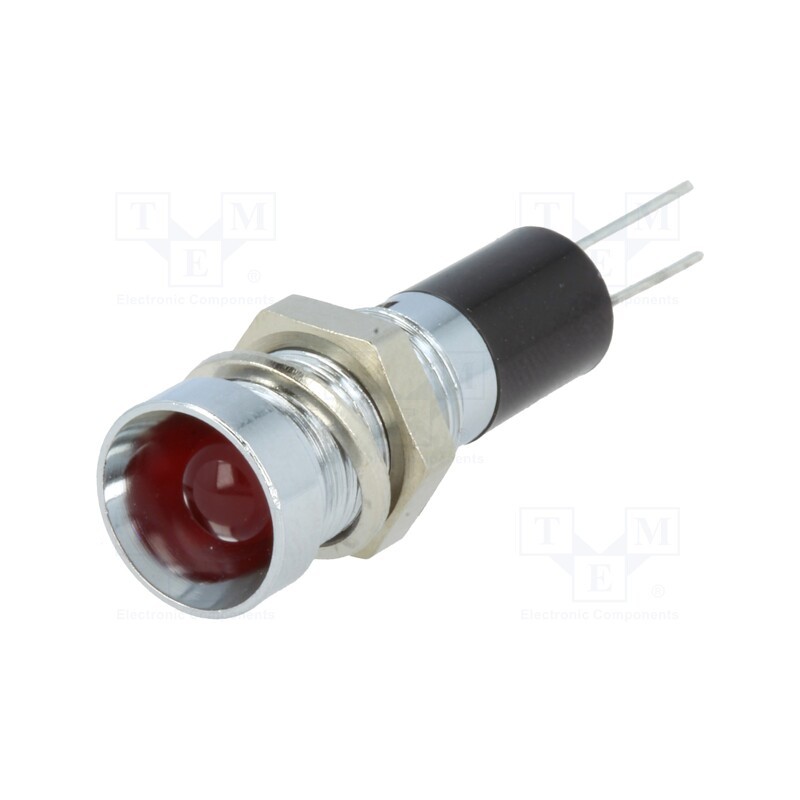1 pcs x MENTOR - 2692.8221 - Indicator: LED, recessed, red, 12VDC, Ø8mm, for PCB, brass, ØLED: 5mm