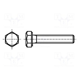 100 pcs x KRAFTBERG - M5X40/D933-A4 - Screw, M5x40, 0.8, Head: hexagonal, acid resistant steel A4