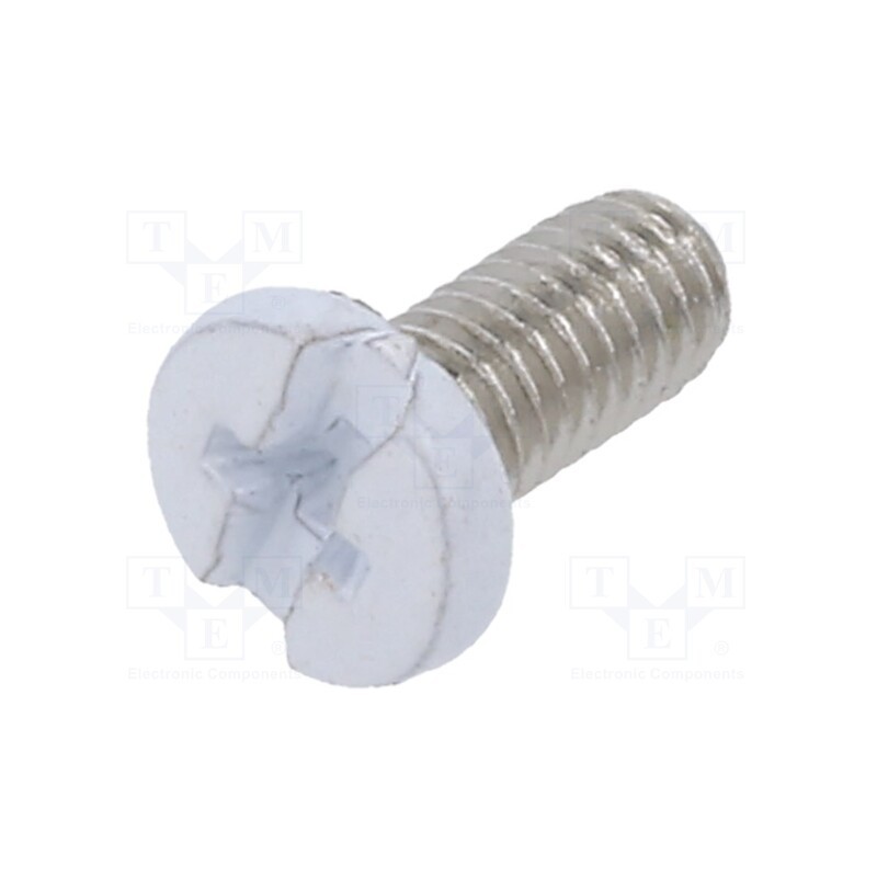 100 pcs x KEYSTONE - 2663075 - Screw, M3x6, 0.5, Head: cheese head, Phillips,slotted, brass, white