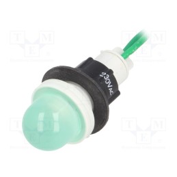 1 pcs x POLAM-ELTA - LG-D16H-230AC - Indicator: LED, prominent, green, 230VAC, Ø13mm, leads 300mm