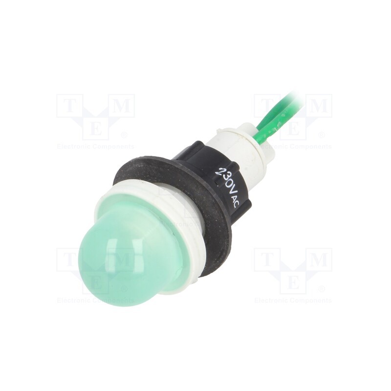 1 pcs x POLAM-ELTA - LG-D16H-230AC - Indicator: LED, prominent, green, 230VAC, Ø13mm, leads 300mm