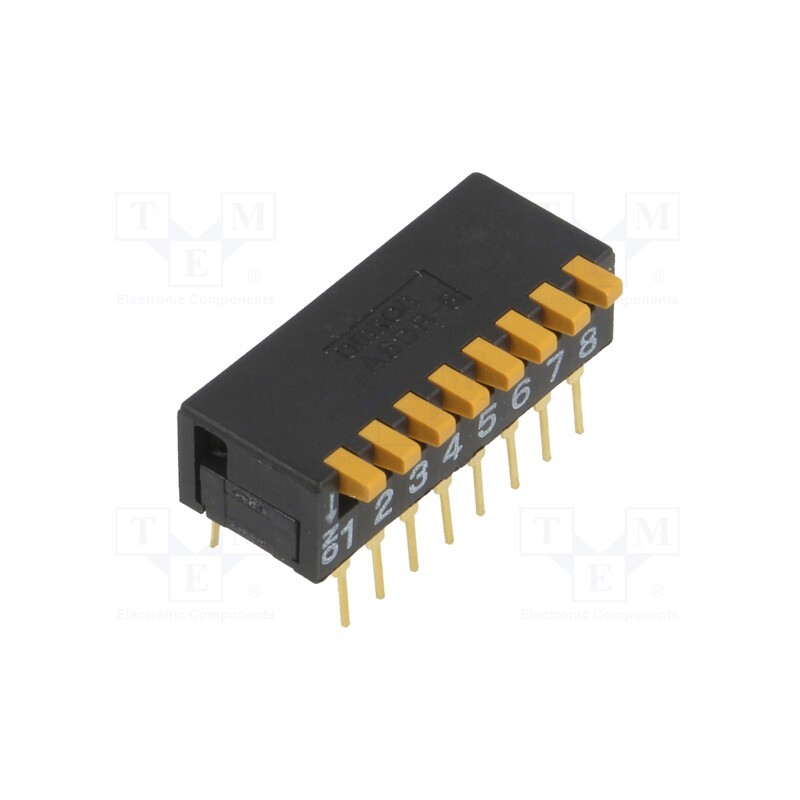 1 pcs x OMRON OCB - A6DR-8100 - Switch: DIP-SWITCH, Poles number: 8, ON-OFF, 0.03A/30VDC, Pos: 2
