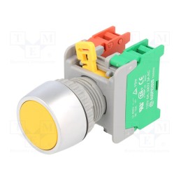 1 pcs x AUSPICIOUS - PBF22-1O/C Y - Switch: push-button, 22mm, Stabl.pos: 1, NC + NO, yellow, none, IP65