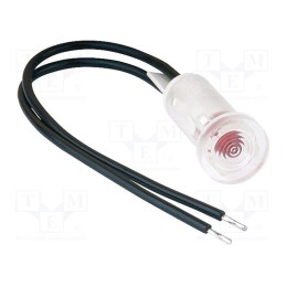 1 pcs x MENTOR - 2684.8321 - Indicator: LED, flat, red, Ø9.7mm, leads 100mm, plastic, ØLED: 5mm