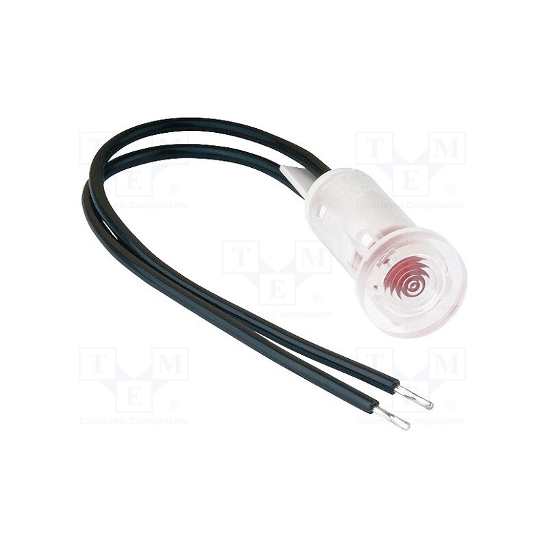 1 pcs x MENTOR - 2684.8321 - Indicator: LED, flat, red, Ø9.7mm, leads 100mm, plastic, ØLED: 5mm