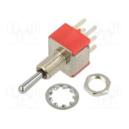 1 pcs x E-SWITCH - 100DP3T1B1M2QEH - Switch: toggle, Pos: 3, DP3T, ON-OFF-ON, 2A/250VAC, 5A/28VDC, THT