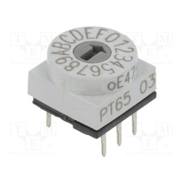 1 pcs x PTR HARTMANN - PT65103 - Encoding switch, HEX/BCD, Pos: 16, THT, Rcont max: 80mΩ, PT65