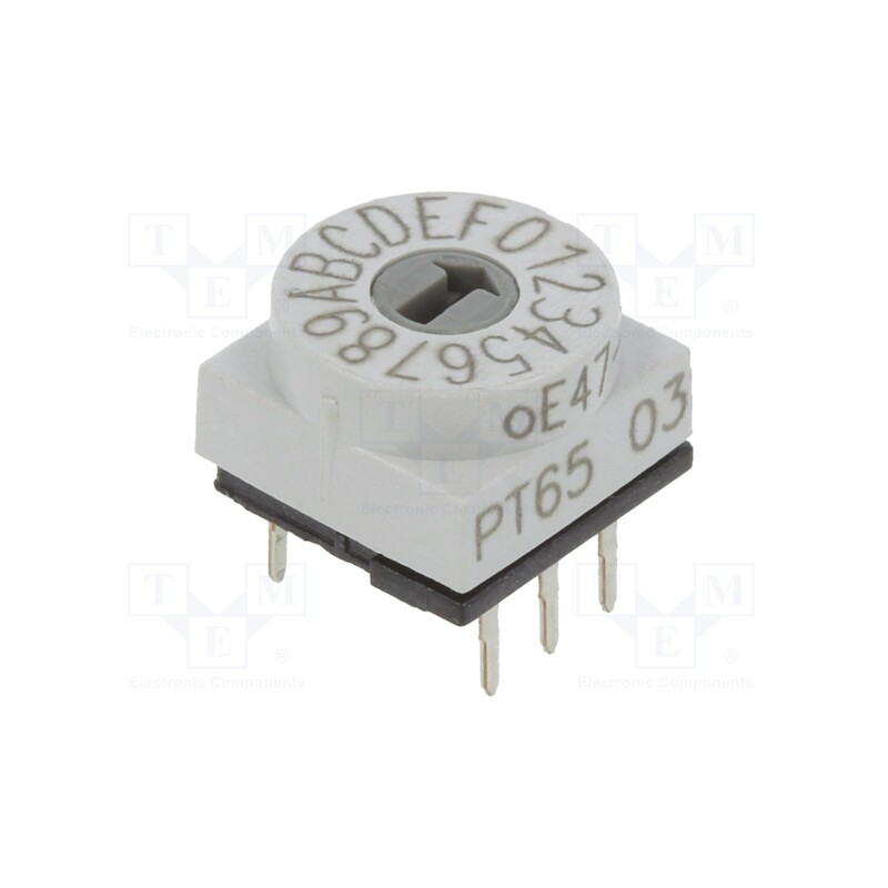 1 pcs x PTR HARTMANN - PT65103 - Encoding switch, HEX/BCD, Pos: 16, THT, Rcont max: 80mΩ, PT65