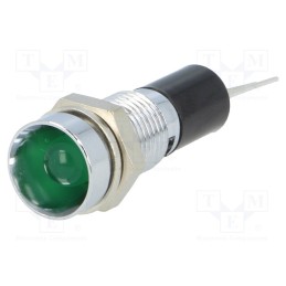1 pcs x MENTOR - 2692.8281 - Indicator: LED, recessed, green, 12VDC, Ø8mm, for PCB, brass